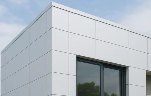 building exterior with white colour acp sheet