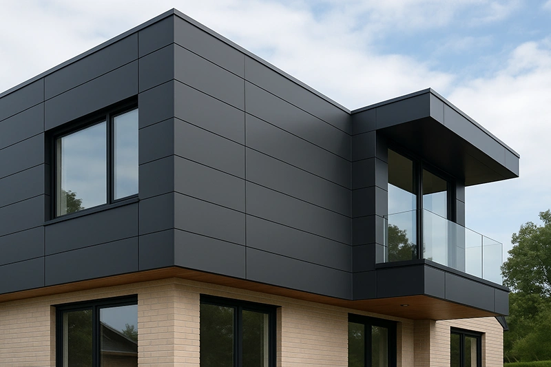 modern home exterior black acp sheet design